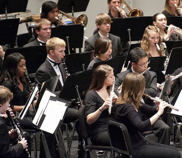 The Symphonic Wind Ensemble is the premier wind/percussion ensemble in the School of Music. This highly select, 40-member ensemble represents the finest wind and percussion instrumentalists on campus. The ensemble will perform at this year's Penn State President's Concert at the Strathmore Music Center near Washington, D.C. The President's Concert, a joint production of the Penn State President's Office, the School of Music, and the Alumni Association, has been held at major concert venues including Heinz Hall in Pittsburgh, Kennedy Center in Washington, D.C., and the Kimmel Center in Philadelphia. Last year's concert was held in Carnegie Hall.