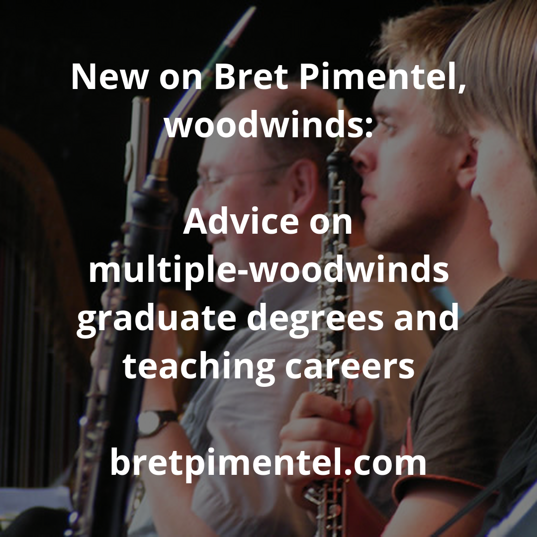Advice on multiple-woodwinds graduate degrees and teaching careers