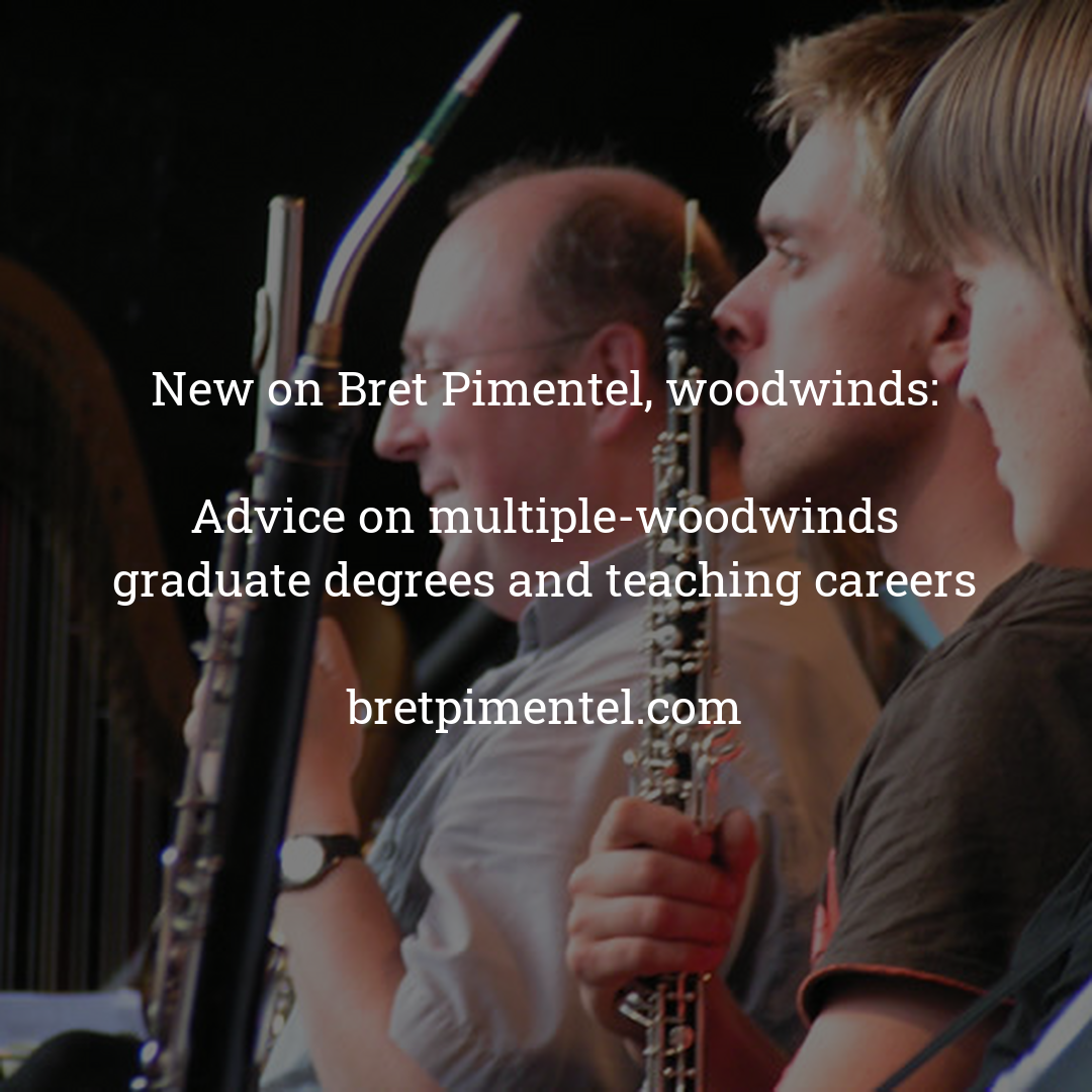 Advice on multiple-woodwinds graduate degrees and teaching careers