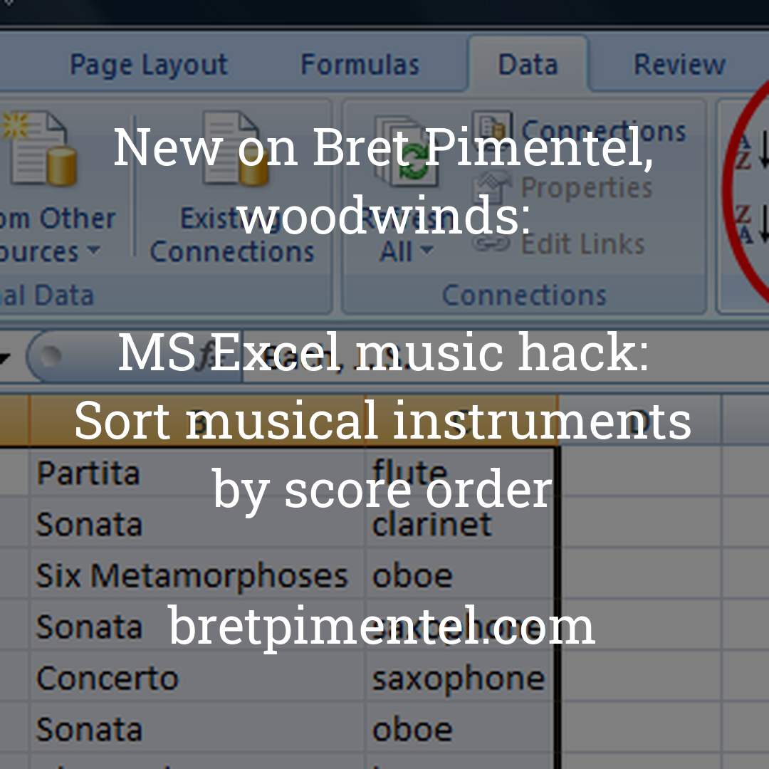 MS Excel music hack: Sort musical instruments by score order