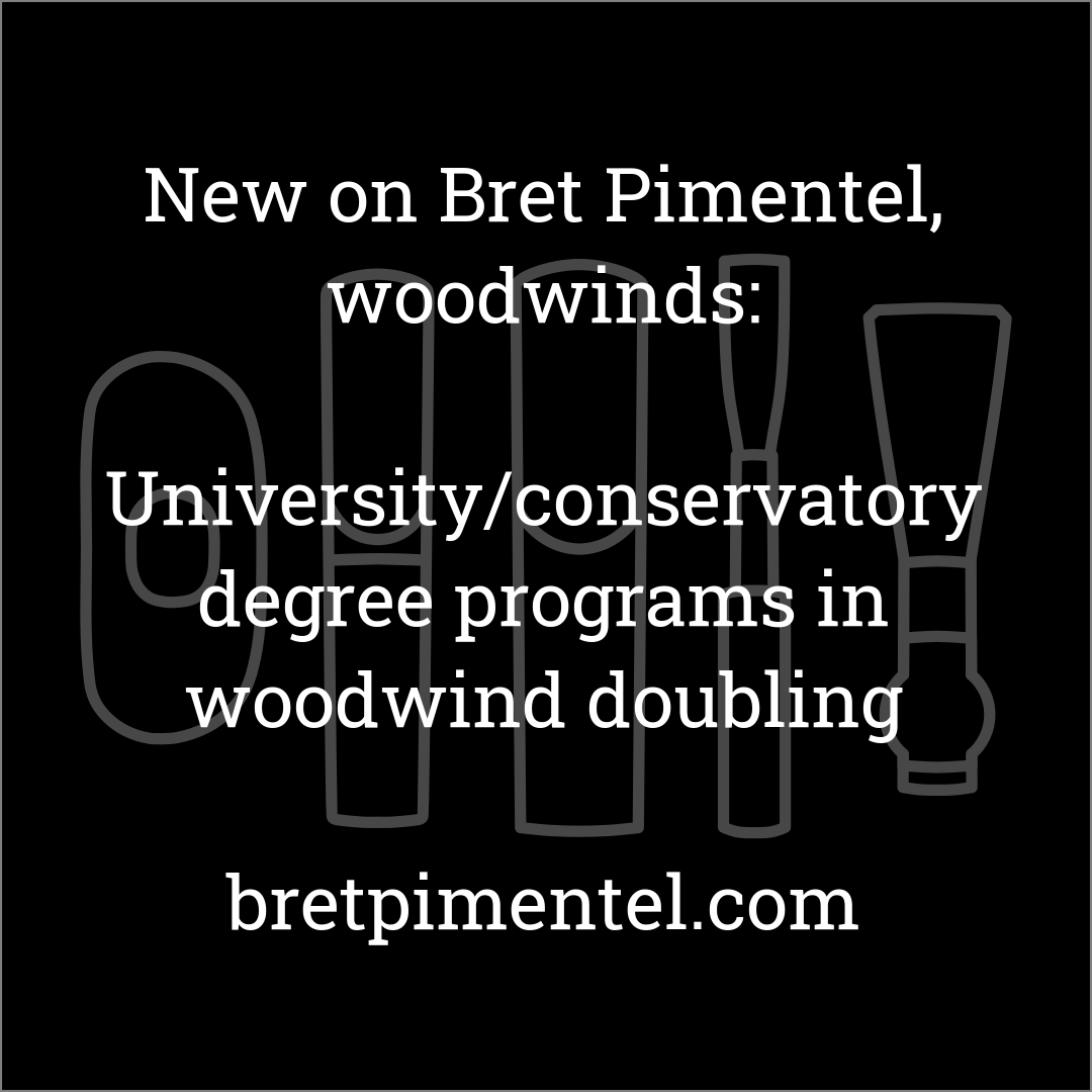 University/conservatory degree programs in woodwind doubling
