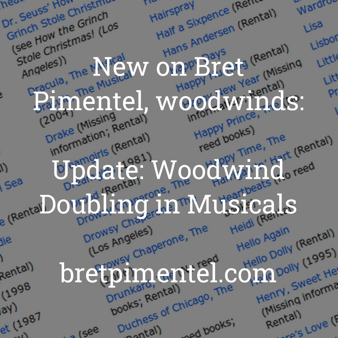 Update: Woodwind Doubling in Musicals