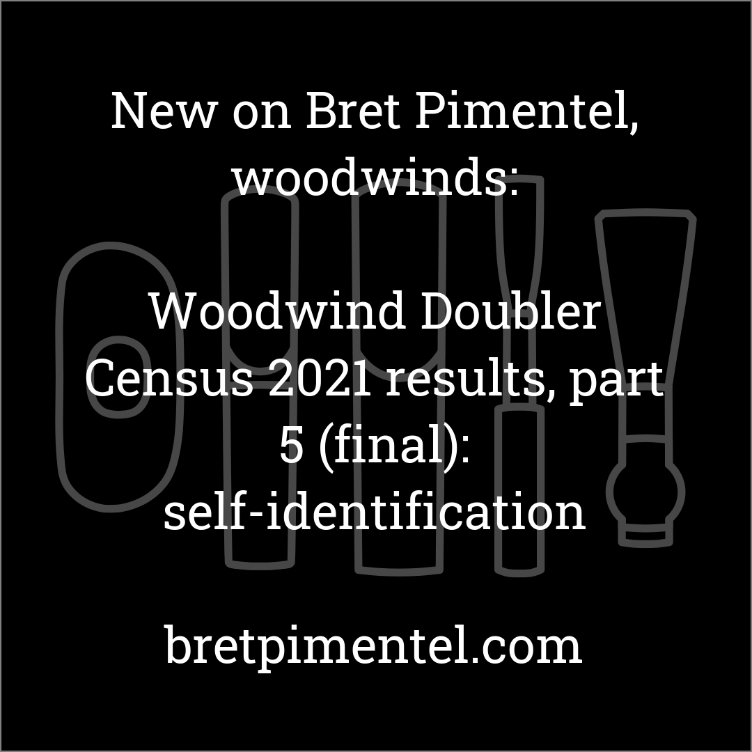 Woodwind Doubler Census 2021 results, part 5 (final): self-identification