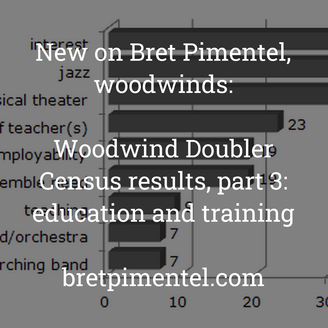 Woodwind Doubler Census results, part 3: education and training