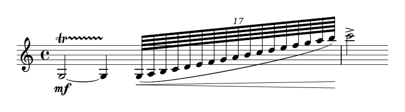 clarinet glissando notation from Rhapsody in Blue